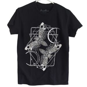 Threadless Women's Small Black Moth Celestial Moon Design By Von Kowen Tee Shirt